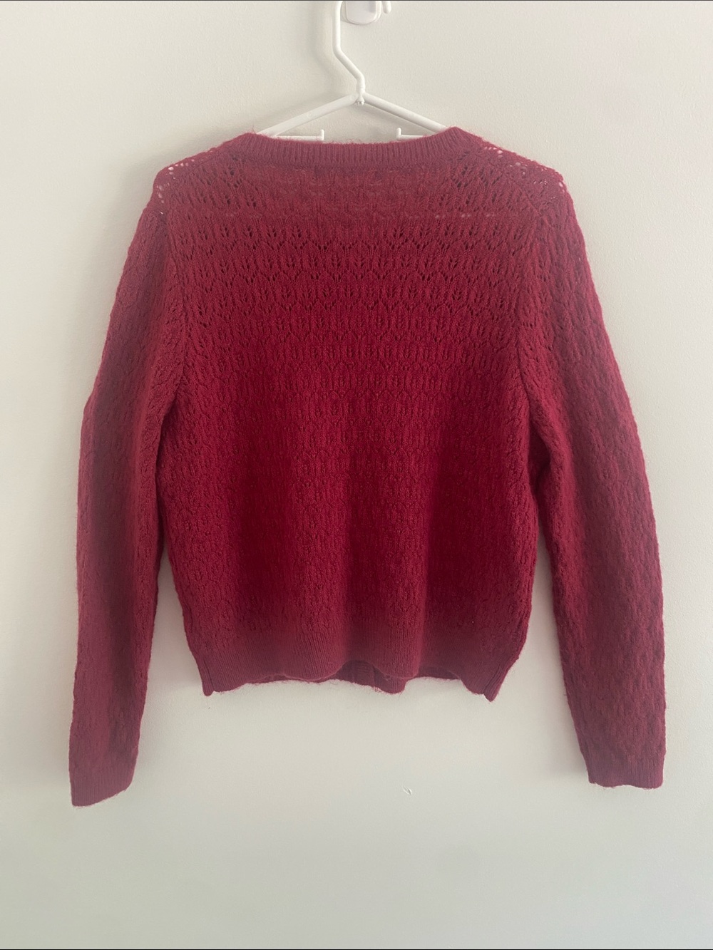 Boden Pontinelle Jewelled Button Wool Blend Cardigan Burgundy LARGE - Picture 6 of 10